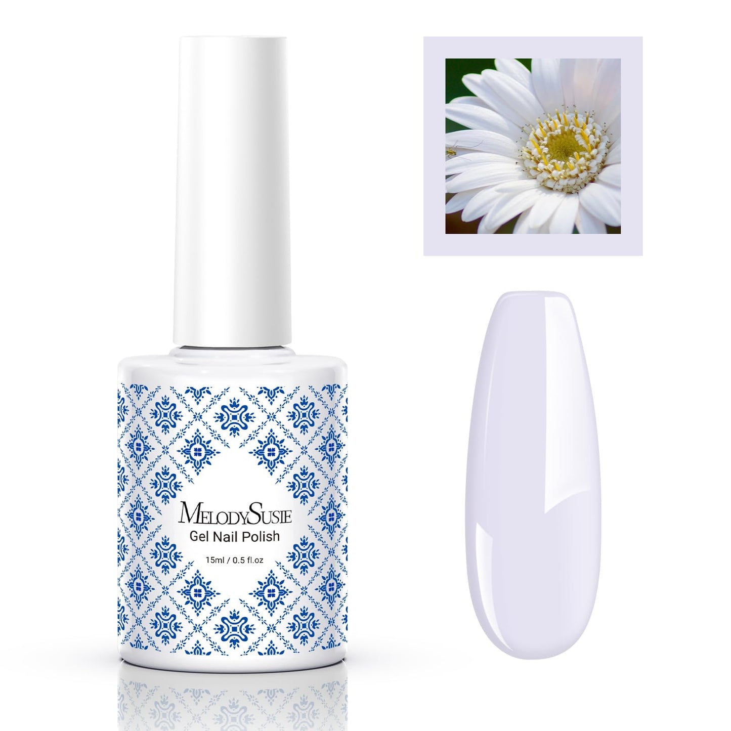 MelodySusie Fleurwee Plant-based UV Gel Nail Polish, Hema Free, 21 Non-Toxic, White P50, Long Lasting, No Chip, Summer Color 2024 Finger Toe Nail Gel Polish, Nail Art Salon Manicure at Home, 0.5 Fl Oz