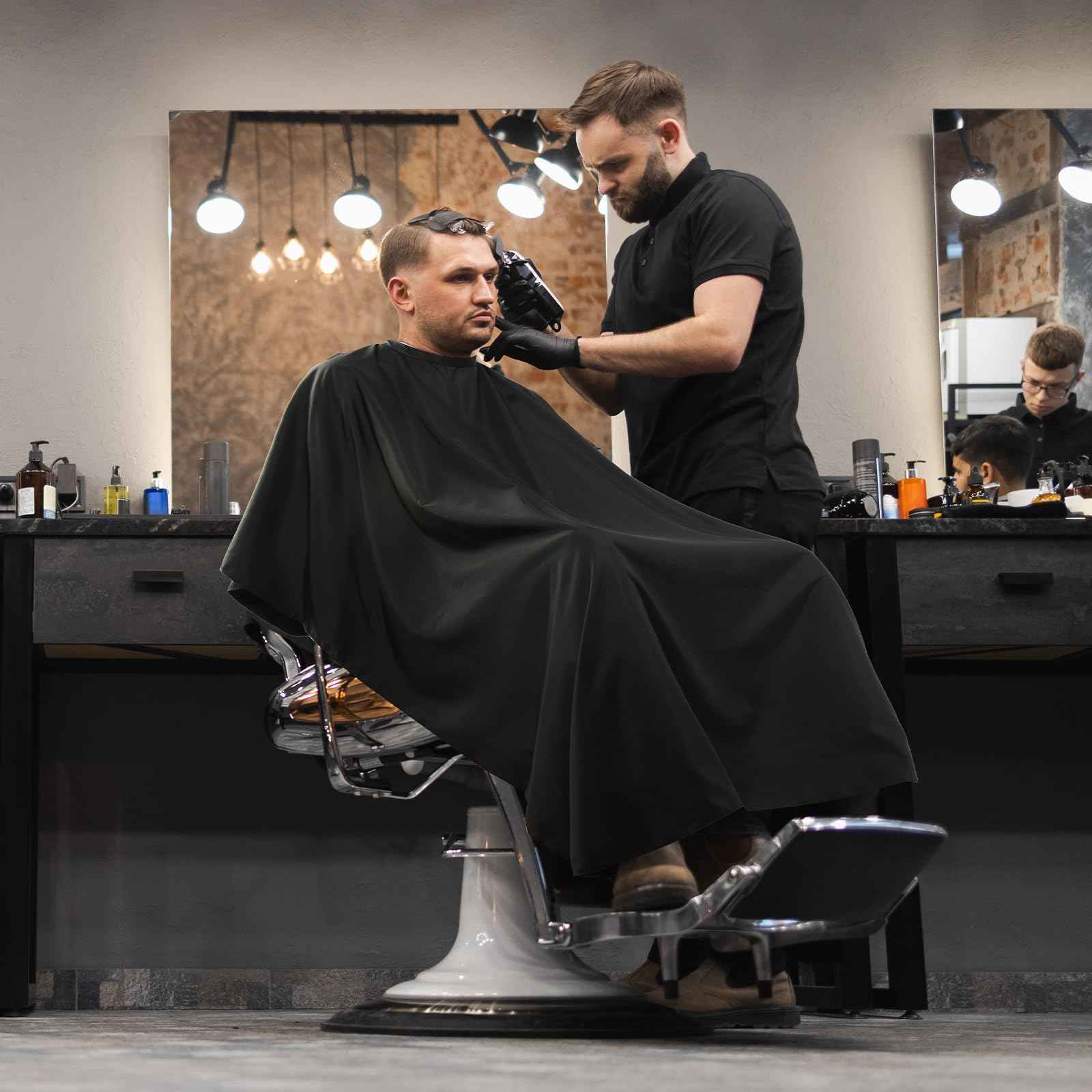 llezza Professional Salon Hair Cutting Cape, Barber Cape for Men/Women, Adjustable Snap Button with Waterproof Hairdressing Salon Cape for Haircut, Coloring, Makeup, Styling(52" x 47"), Black