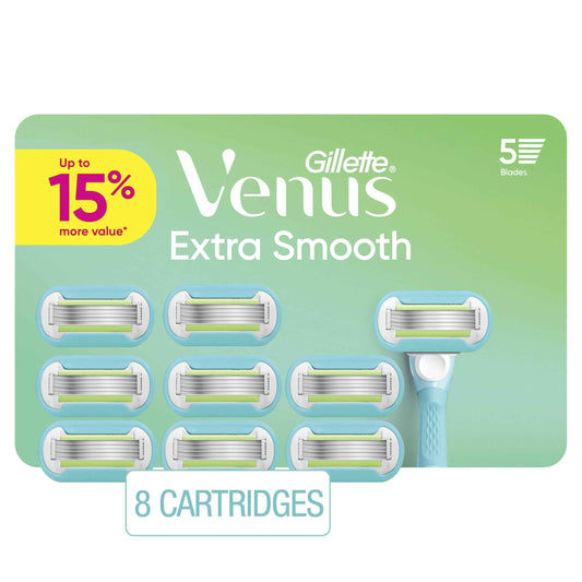 Gillette Venus Extra Smooth Women’s Razor Blades, 5-Bladed Razor Refills, 8 Count
