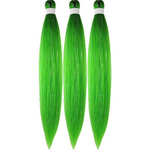 Gozill Neon Green Braiding Hair Pre stretched Sparkle Tinsel Prestretched Braiding Hair Kanekalon Ez braid Knotless Braiding Hair 26 inch