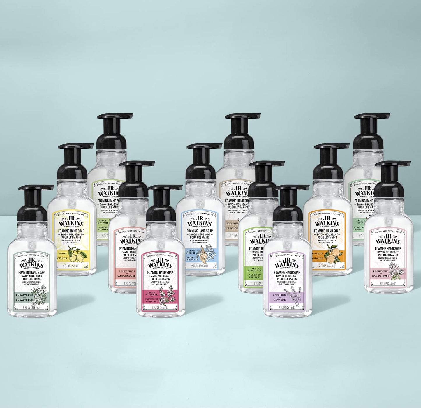 J.R. Watkins Foaming Hand Soap For Bathroom or Kitchen, Scented, USA Made And Cruelty Free, 9 Fl Oz, Ocean Breeze, 6 Pack