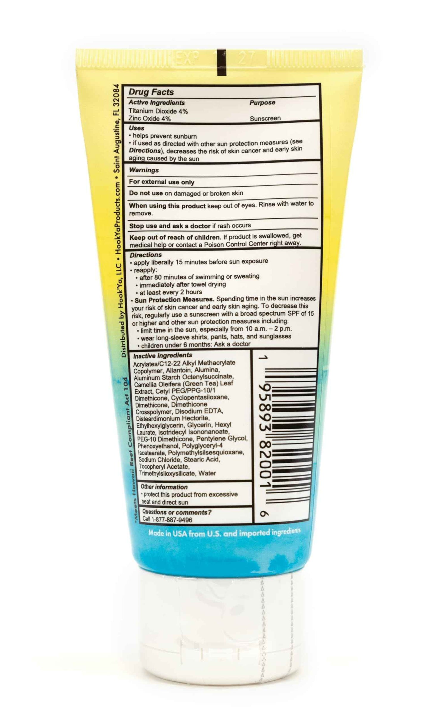 Hawaii Reef Compliant, Non-Nano Mineral Sunscreen 3oz Travel Size, (2) Pack 6oz Total, UVA/UVB Protection, Octinoxate-Oxybenzone Free, No Fragrance, PABA-Paraben free, Made in USA