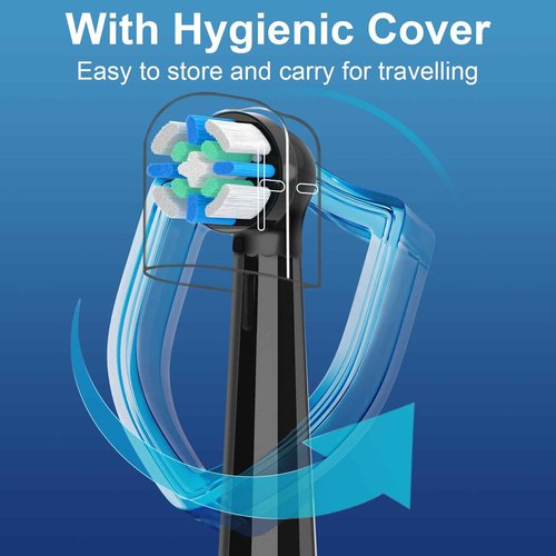 6 Pack Replacement Heads with Medium Soft Bristles Compatible with Oral b IO 2/3/4/5/6/7/8/9/10 Series Electric Toothbrush, IO Brush Heads Compatible with Oral b (Black)