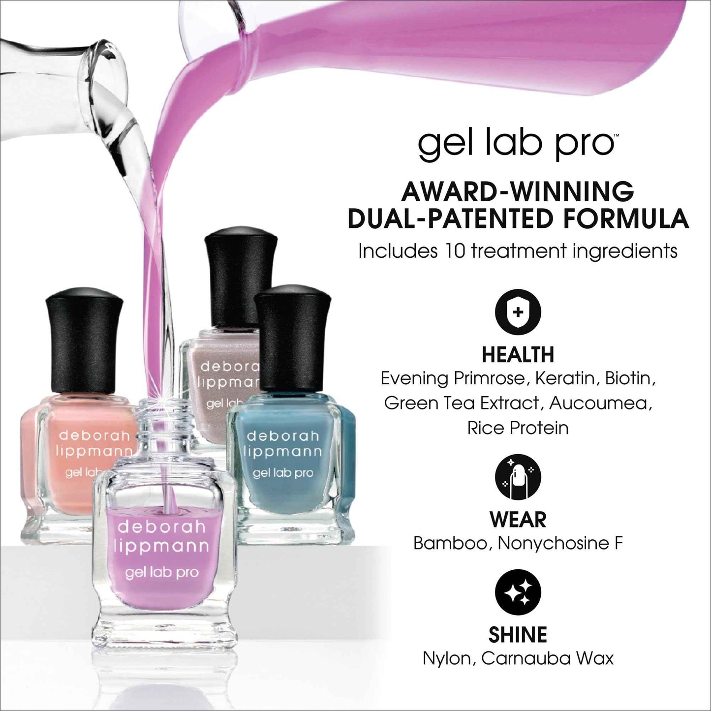 Deborah Lippmann Gel Lab Pro Nail Polish Set, Treatment Enriched Formula for Nail Health, Wear, and Shine, Vegan, No Animal Testing, 21 Free Formula