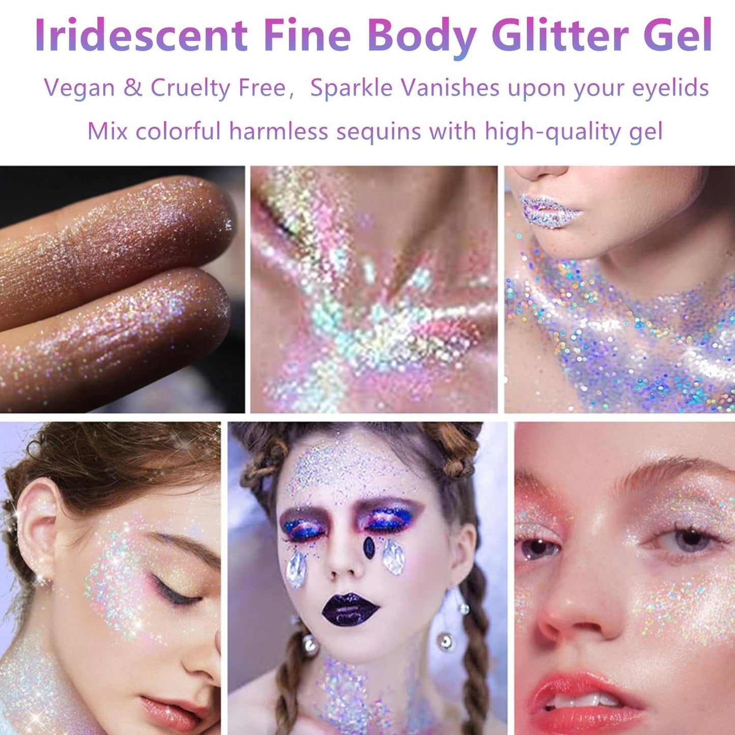 Go Ho Chameleon Rose Body Glitter Gel,Color Changing Mermaid Face Glitter,Holographic Long Lasting Fine Chunky Sequins Glitters,Reflective Glitter Makeup,Festival Rave Accessories