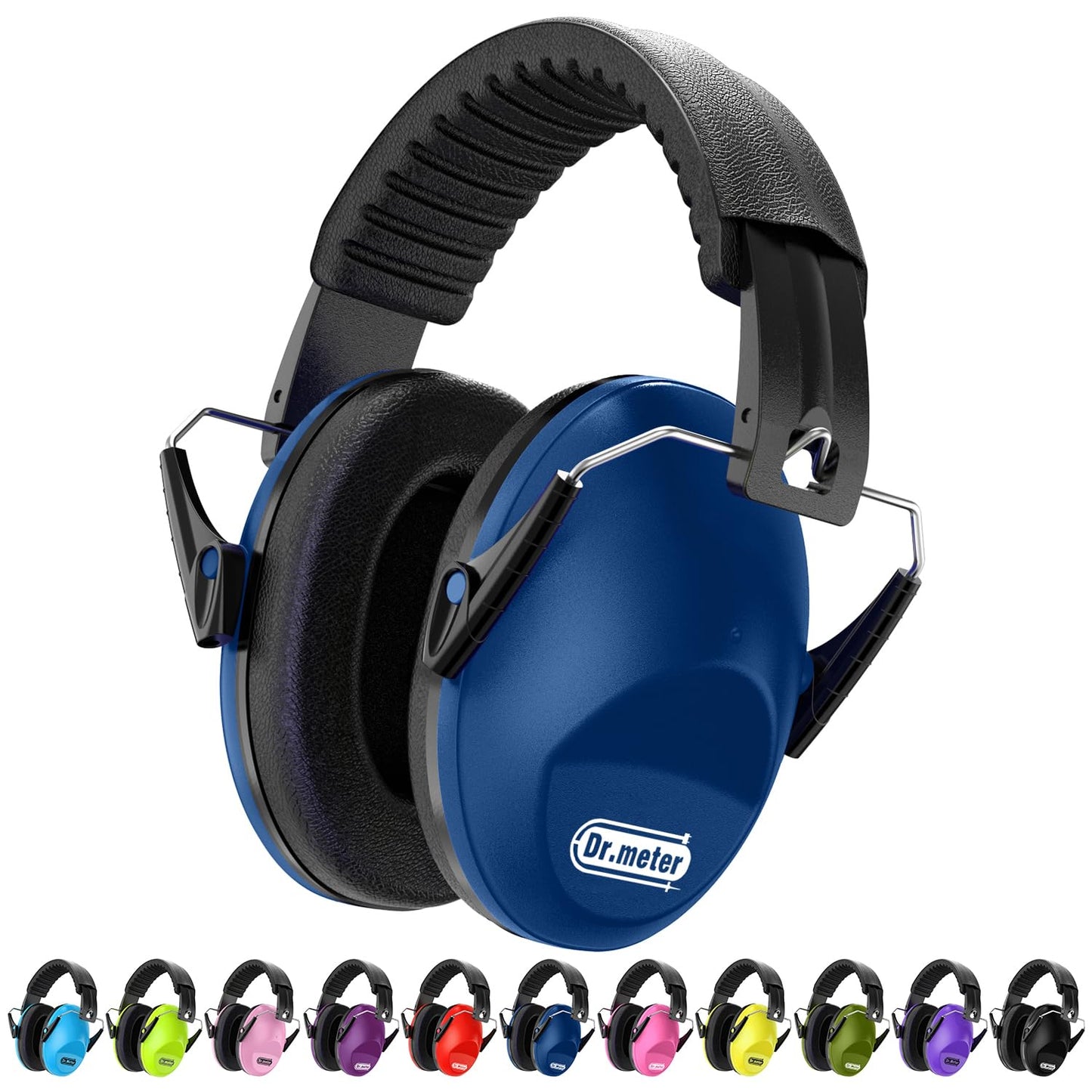 Dr.meter Ear Muffs for Noise Reduction: SNR27.4 Noise Cancelling Headphones for Kids with Adjustable Headband - Hearing Protection Ear Muffs for Football Game, Fireworks and Air Shows - Dark Blue