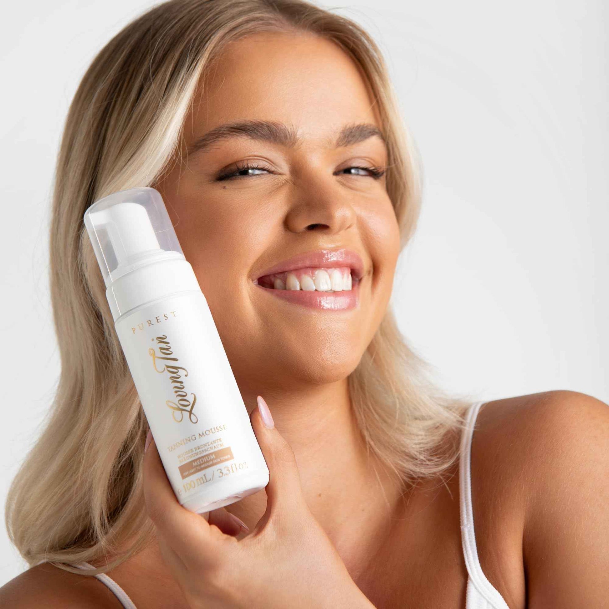 Loving Tan Purest Tanning Mousse, Medium + Purest Applicator Mitt - Sunless Tanner Made From 97% Certified Organic & Naturally Derived Ingredients - Cruelty Free, Vegan - 3.3 Fl Oz