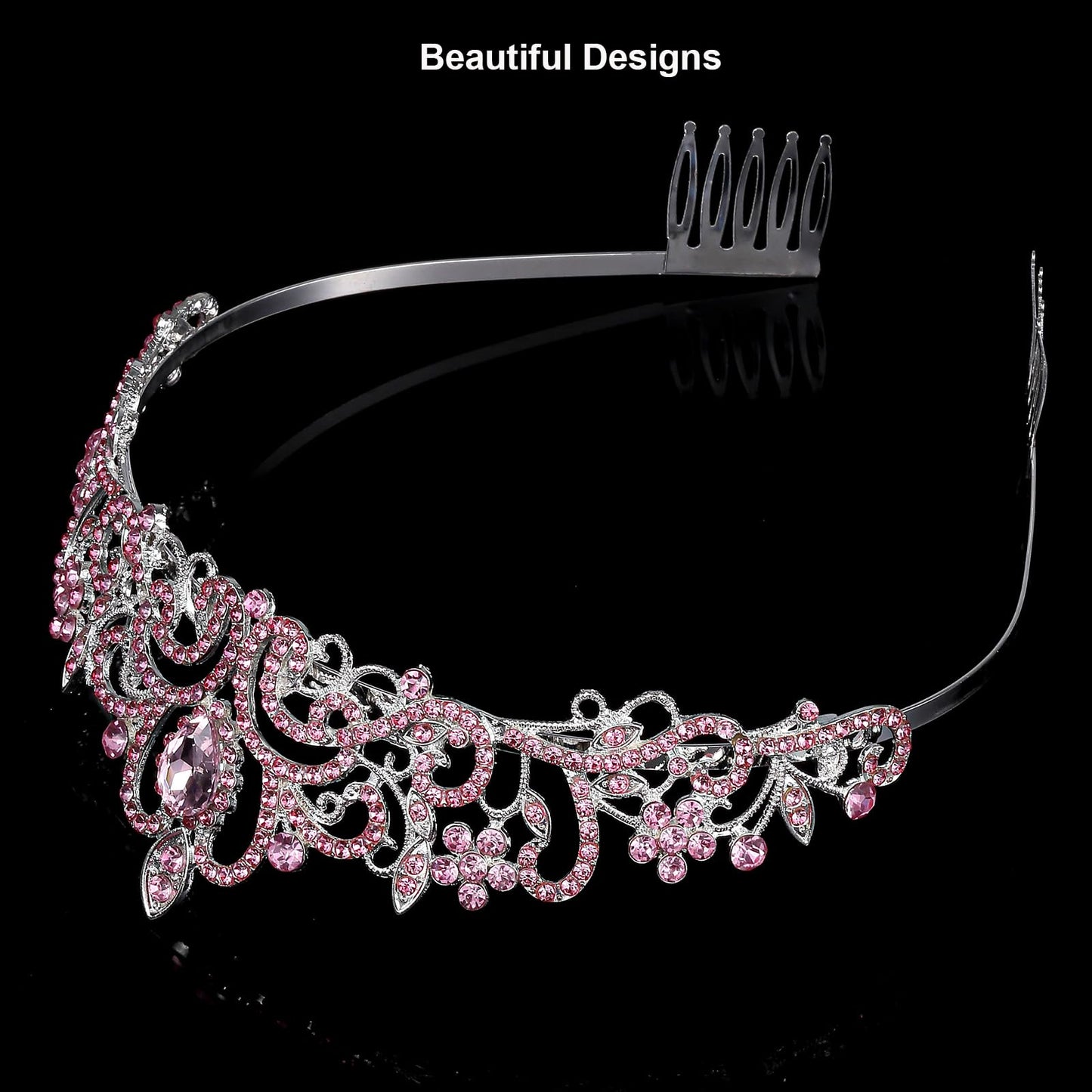 ZHENTAO Tiara Crowns for Women, 2Pcs Princess Crown for Girls Crystal Queen Tiaras for Birthday Christmas Costume Bride Wedding Prom-Silver