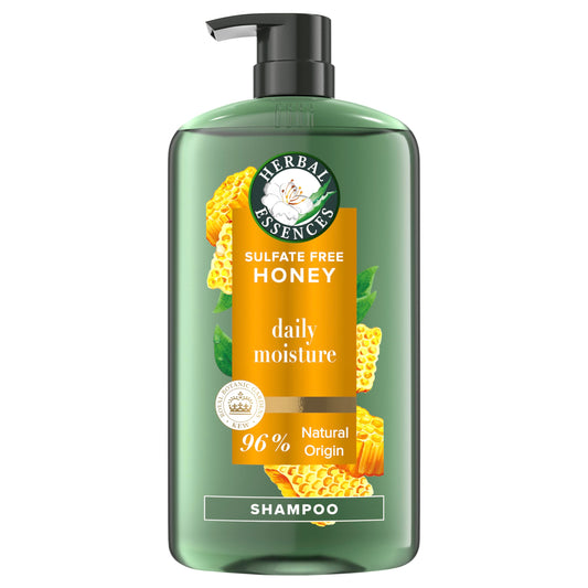 Herbal Essences Sulfate Free Shampoo with Honey for Daily Moisture, Nourishes Dry Hair, Moisturizing Shampoo with Certified Camellia Oil and Aloe Vera, Lightweight For All Hair Types, 33.8oz