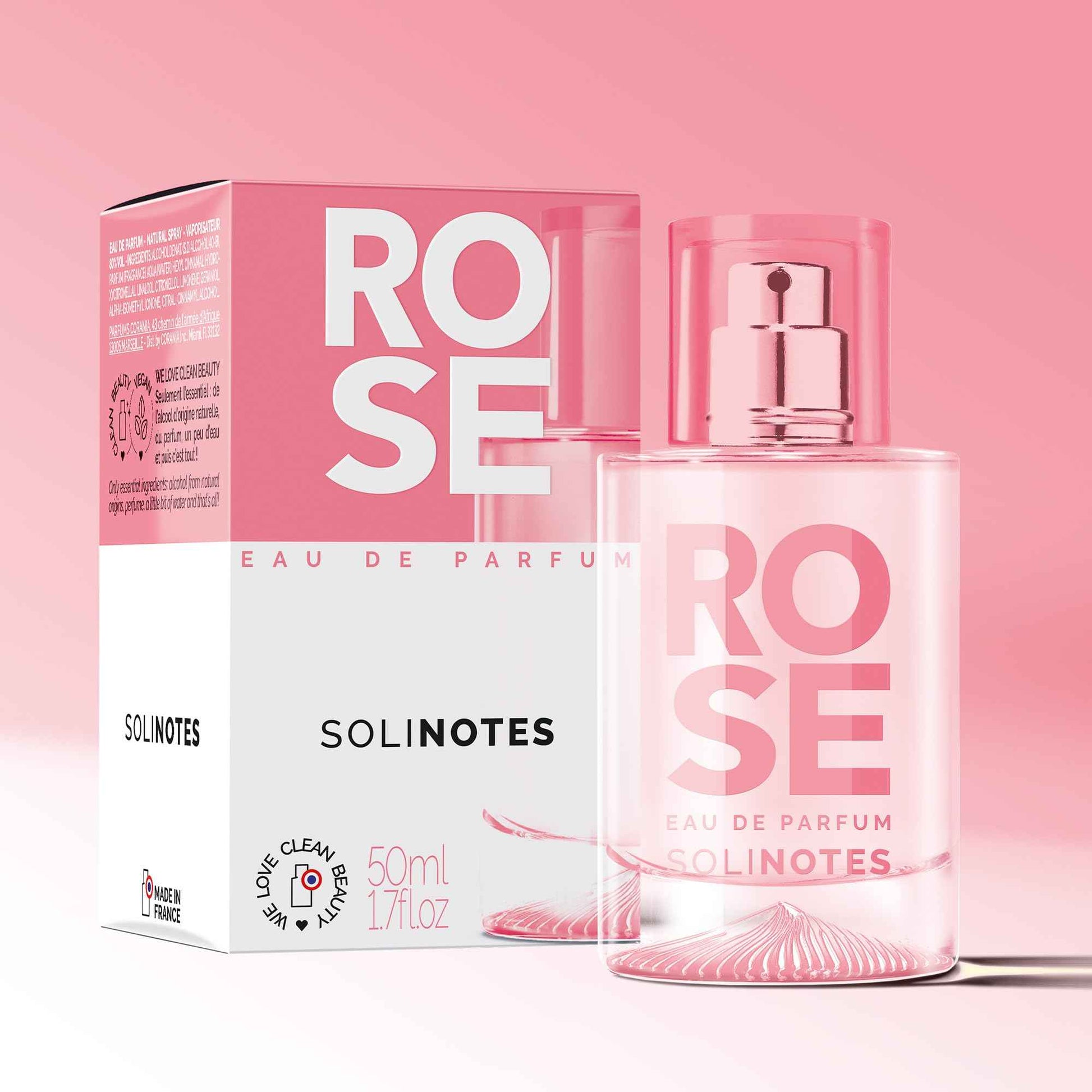 Solinotes Rose Perfume for Women, 1.7 Fl Oz/ 50 ML Eau De Parfum, Delicate Floral and Soothing Scent with Premium Ingredients - Clean Perfume, Cruelty Free, Vegan, Made in France