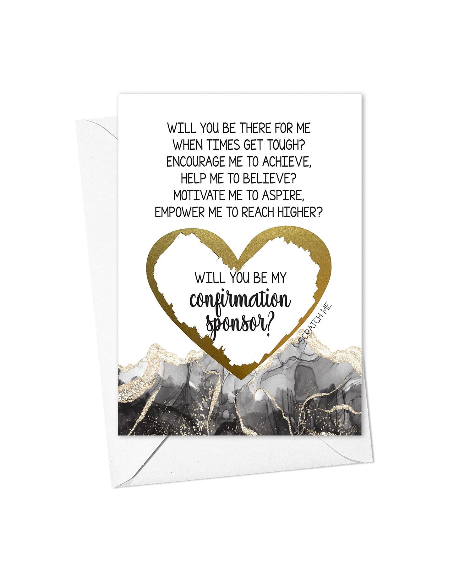 Will You Be My Confirmation Sponsor Scratch Off Card | Black and Gold Confirmation Proposal Card for Him or Her (Confirmation (Black/Gold))