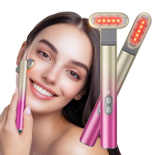 7 in 1 Red-Light-Therapy，Red Light Therapy for Face Eye Skincare Equipment at Home，Red for Skincare & Blue Rejuvenation Tool (Rose Purple)