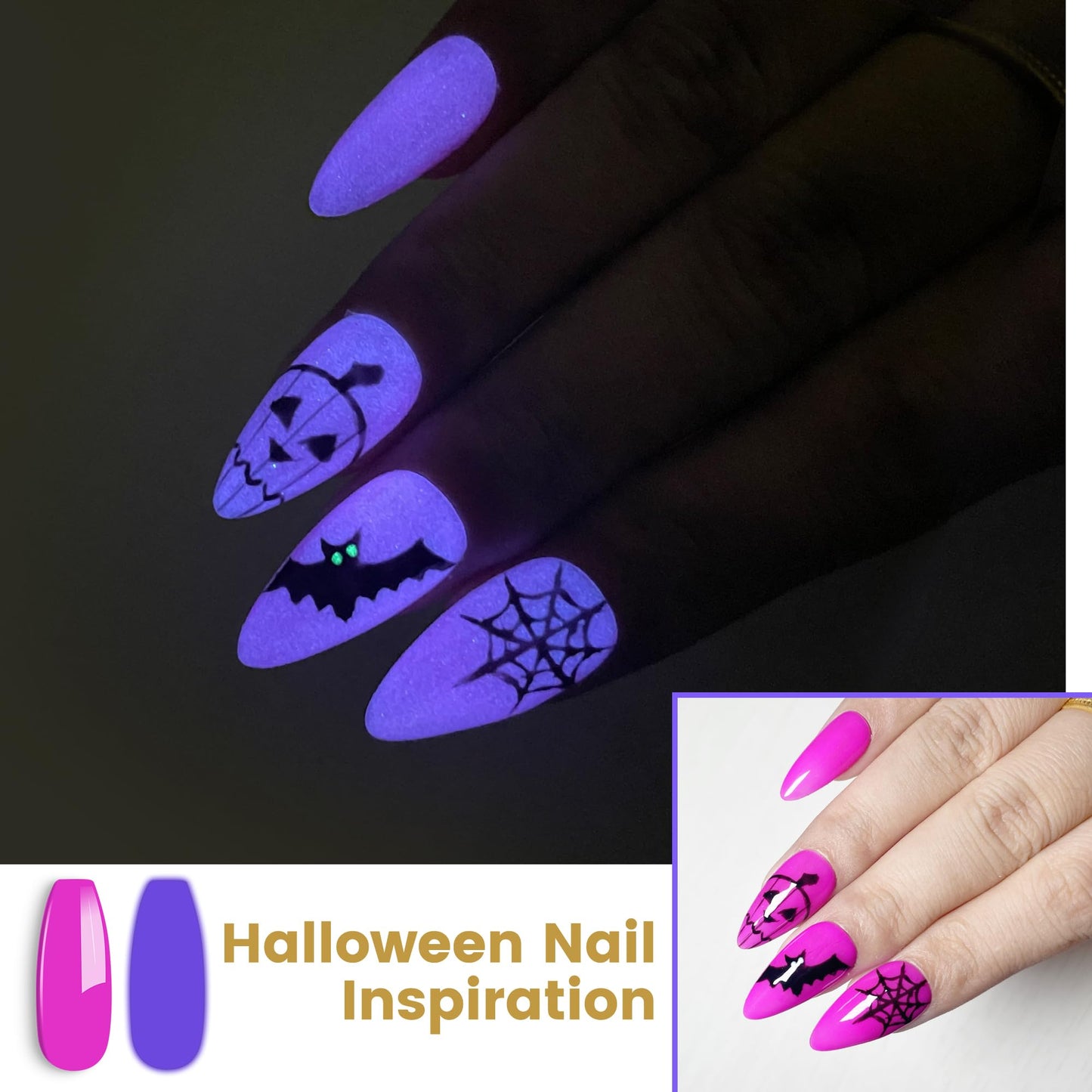 YTD Likomey Glow in the Dark Gel Nail Polish,15ml Hot Pink Color Purple Luminous Glow Effect UV Gel,Fluorescent Manicure Pinkish Purple Salon Home DIY UV Manicure Nail Art Varnish,YG380