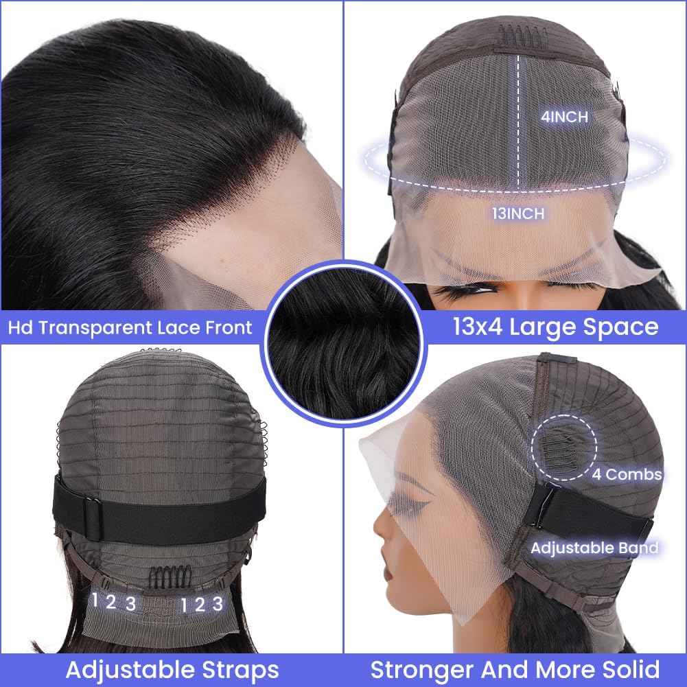 TONGMAY Short Straight Bob Wig Human Hair 13x4 Lace Frontal Bob Wig HD Transparent Bob Lace Front Wigs for Women 180 Density Glueless Wigs Human Hair Brazilian Virgin Bob Wig Natural Black 12 Inch