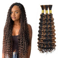 P4/30 Brown Human Hair Braiding Bundle - 12 Inch Deep Wave