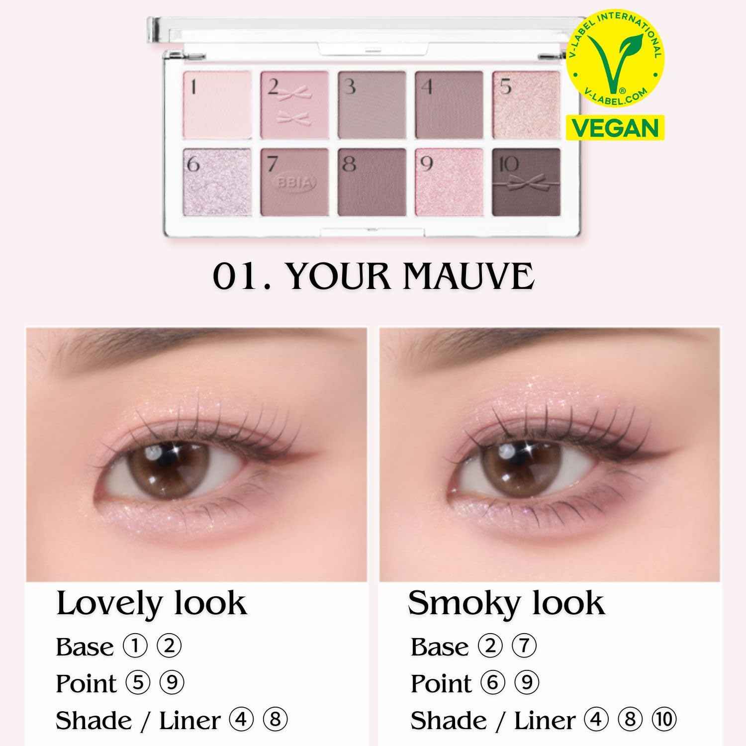 BBIA Essential Eye Palette - Buildable & Blendable Eyeshadow Palette Matte Finish & Gorgeous Shimmer Glitter Pearls Warm Cool Natural Shade Soft Shadow Colors Vegan Korean Makeup (01 YOUR MAUVE)