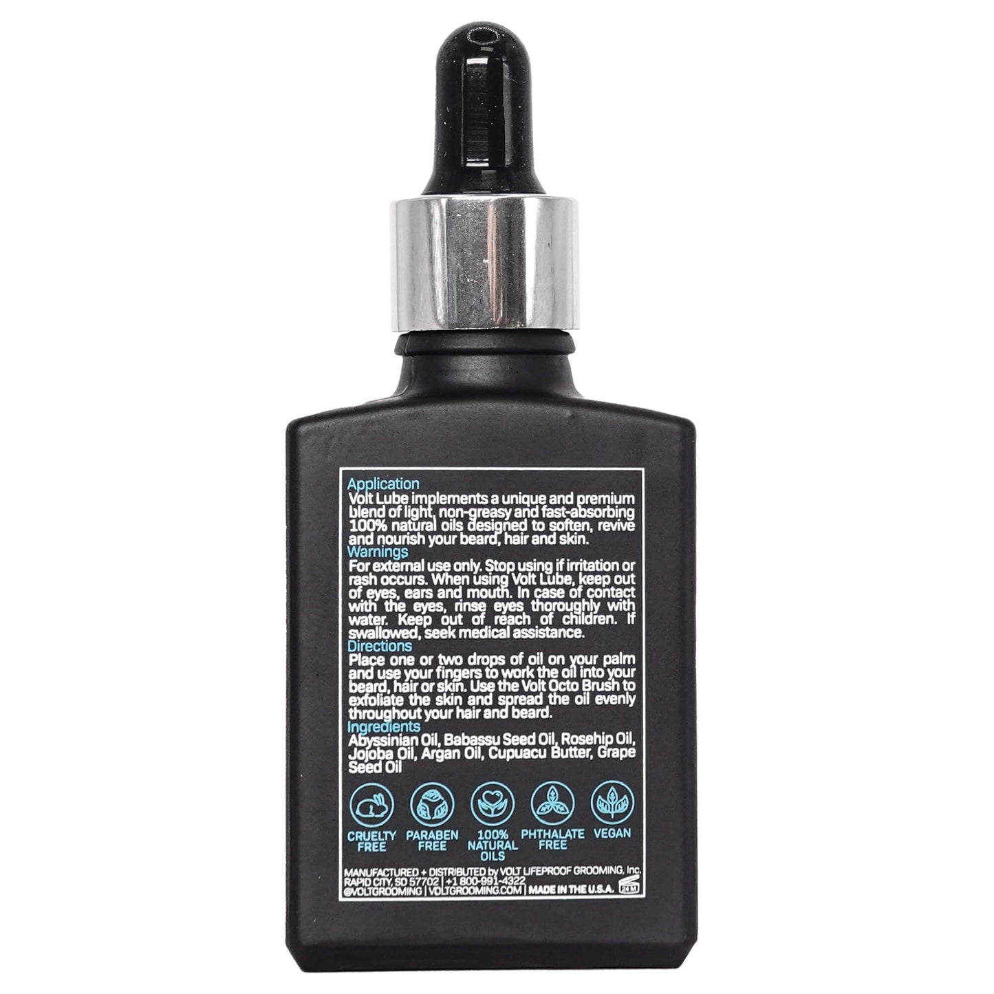 VOLT Lube Beard Oil - Natural Vegan Formula with Jojoba & Argan Oil, 1 Oz (30ml) Glass Bottle, Everest Scent