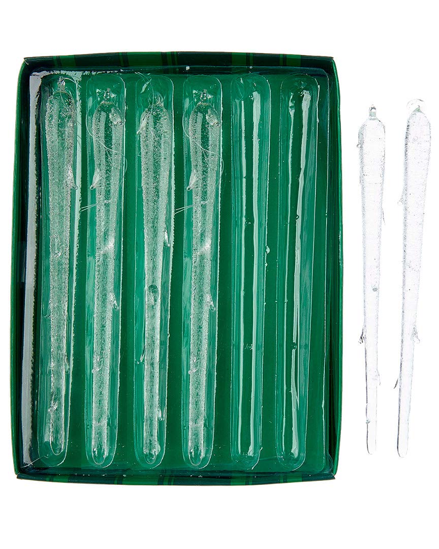 Kurt Adler C3644 Icicle Ornament, Clear, 6 Count