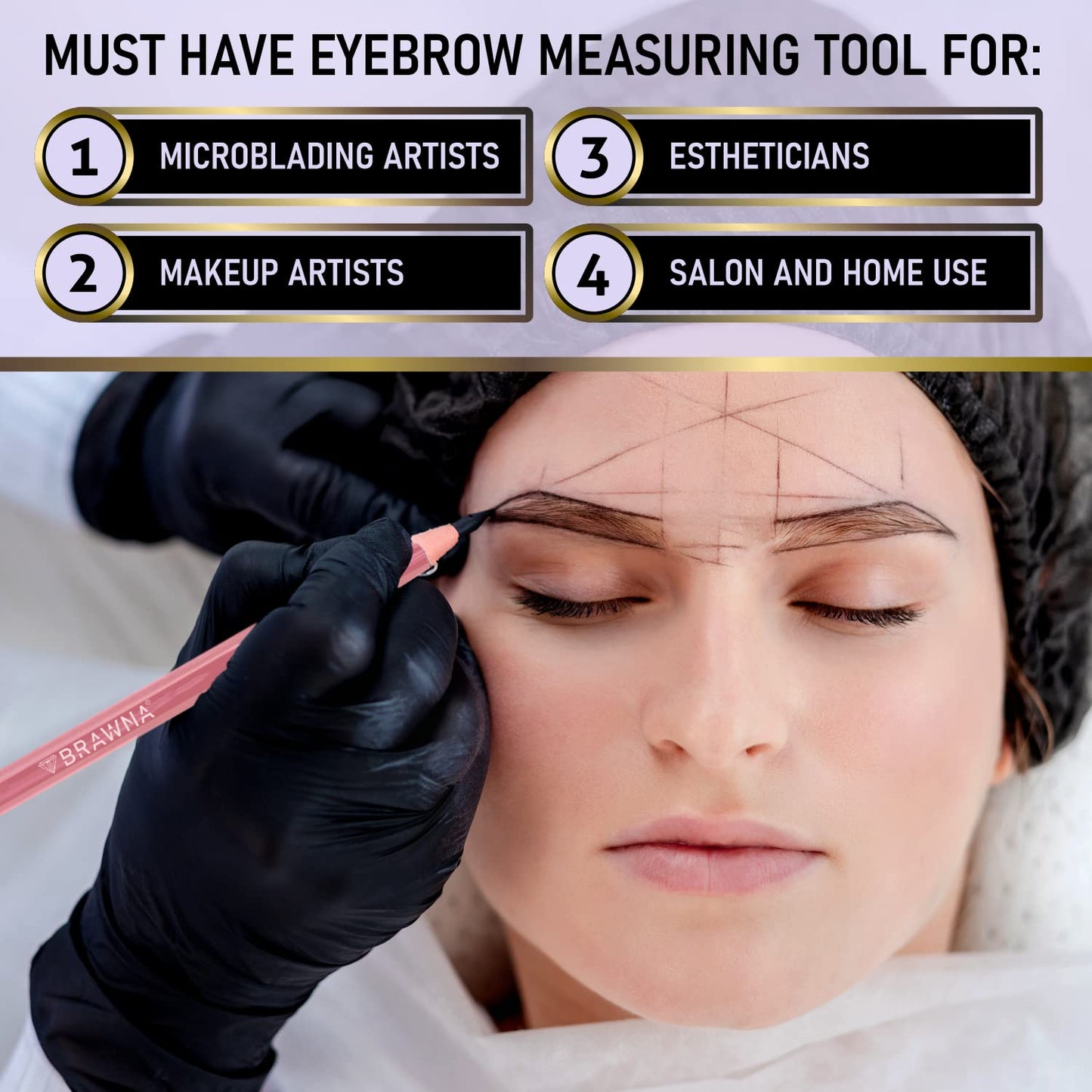 BRAWNA 2 Pack Mapping String for Brow and Lip Measuring - Microblading Supplies - PMU Kit - Black and White