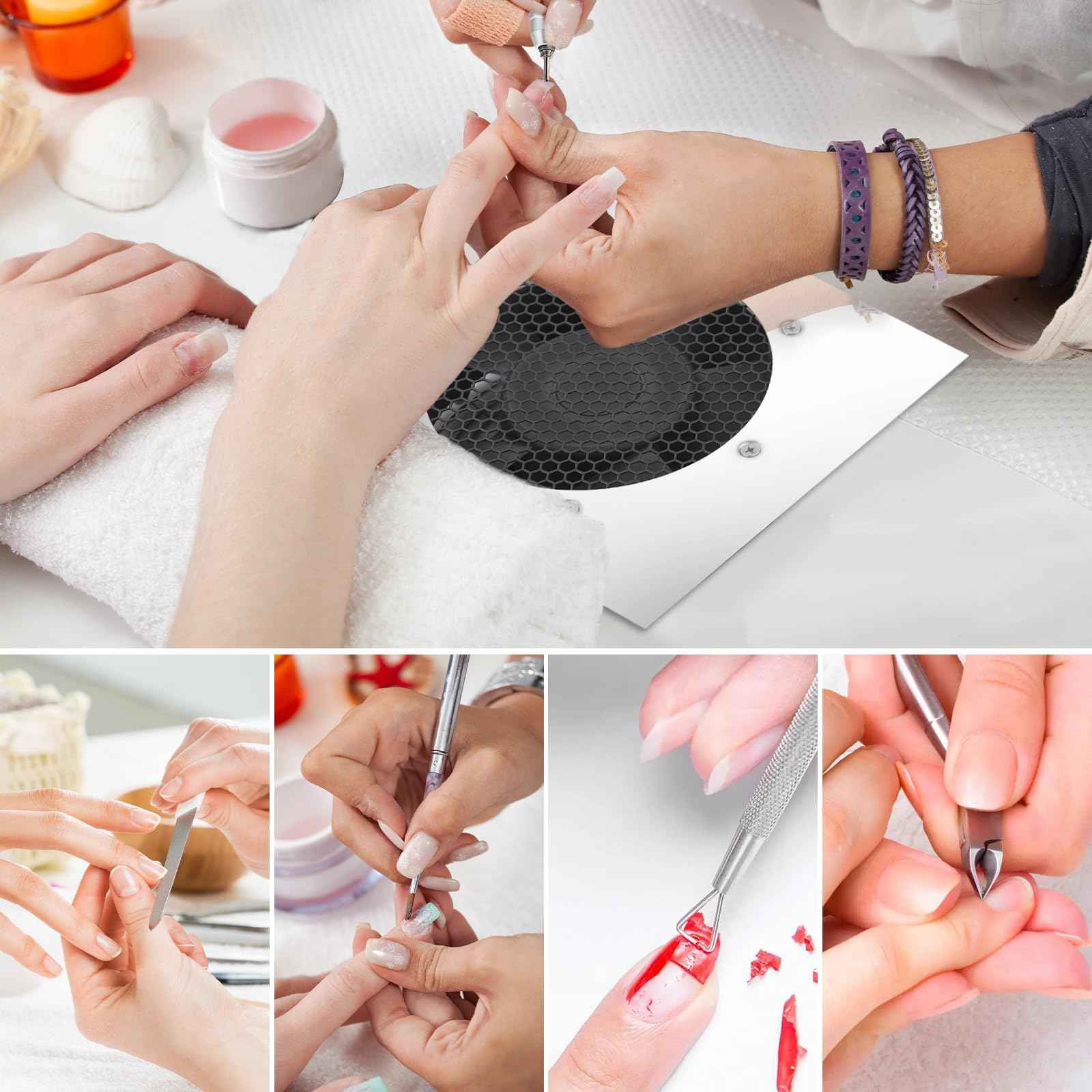 Powerful 80W Nail Dust Collector Built in Table Desk Nail Vacuum Cleaner Professional Table Embedded Dust Extractor Vacuum Built in Desktop Nail Dust Collector Quiet Nail Fan Acrylic Nail Tools