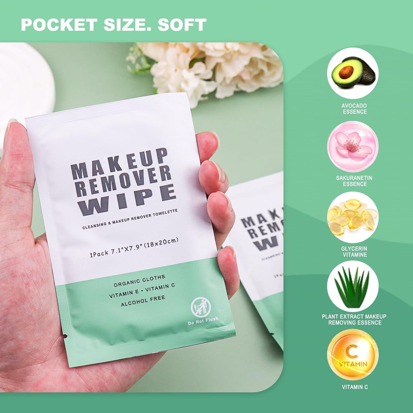 200 Individual Makeup Remover Wipes, Makeup Remover Wipes Individually Wrapped Makeup Wipes Bulk Face Cleansing Wipes, Travel Makeup Remover Cloth for Travel Hotel Skin Care Face Cleansing