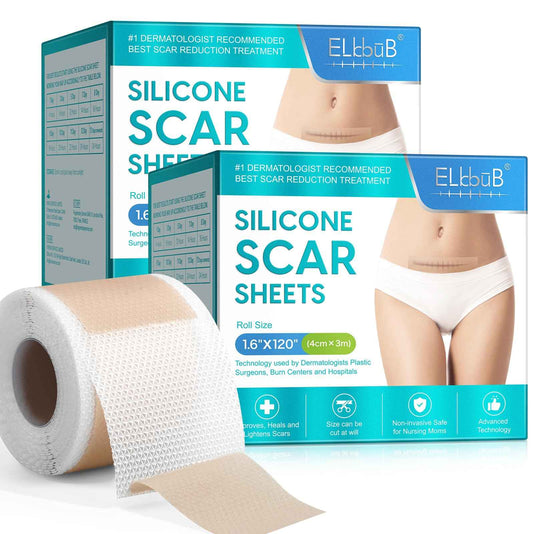 Silicone Scar Sheets (1.6” x 120”), Medical Grade Scar Tape for C-Section, Surgery, Keloid, Burn, Acne Scars - Reusable, Pain-Free, Safe for Sensitive Skin