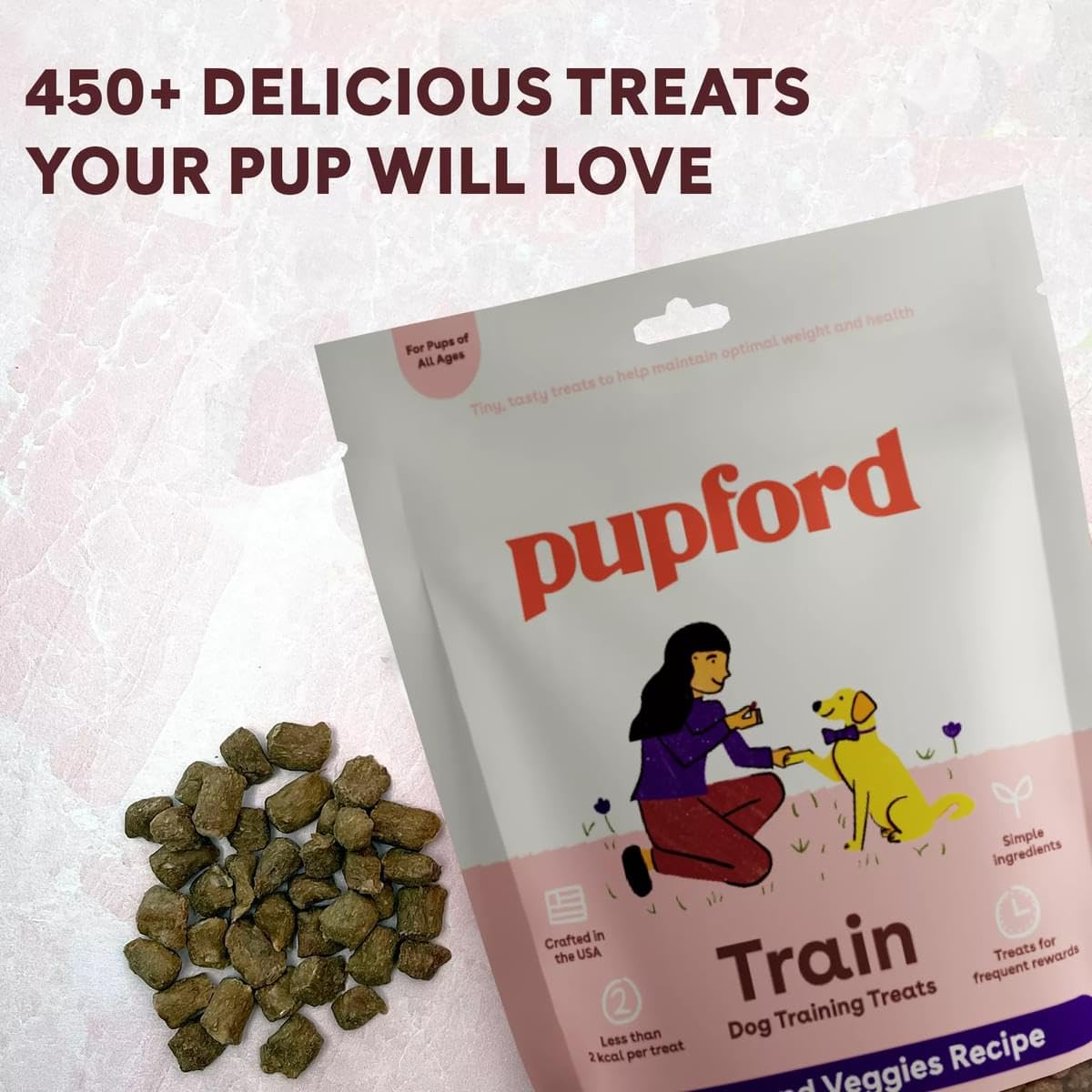 Pupford Freeze Dried Training Treats for Dogs & Puppies, 240+ Four Ingredient Bites (Turkey & Veggies, 5 oz)