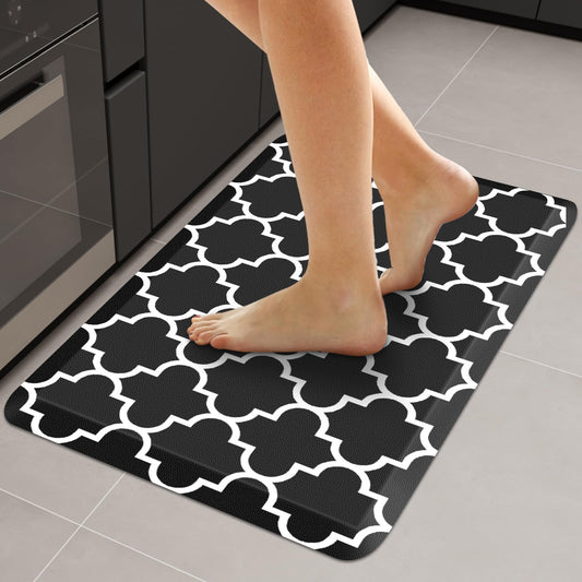 WISELIFE Anti Fatigue Floor Mat - 4/5 Inch Thick Kitchen Mat Non Slip Waterproof Heavy Duty Ergonomic Comfort Mat Durable for Home, Office, Sink, Laundry,(20" x 32", Black)