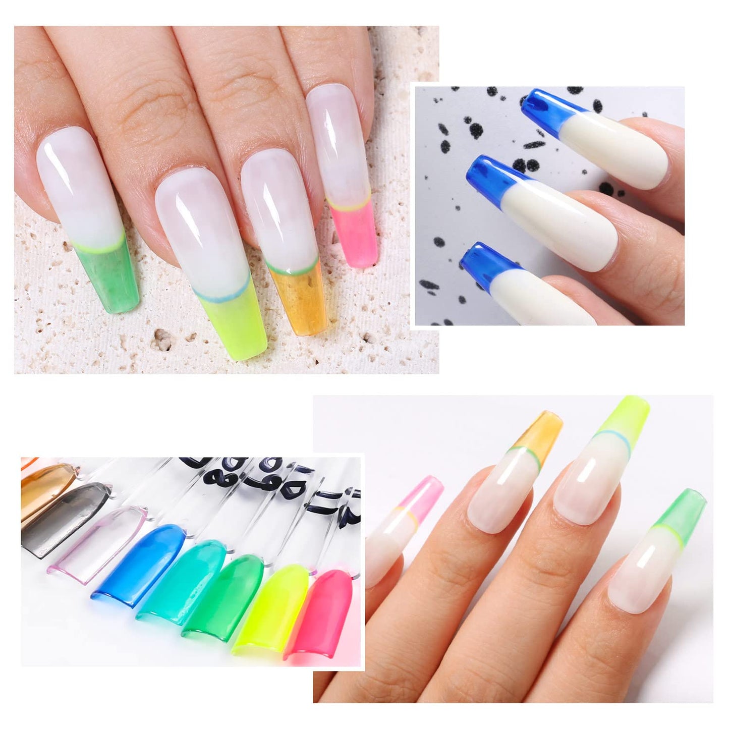 Major Dijit 12 Color Jelly Gel Nail Polish Set Blue Red Purple Rainbow Neon Yellow Green Orange Summer Crystal Glass Gel Polish Translucent Soak Off UV 8ML Nail Gel