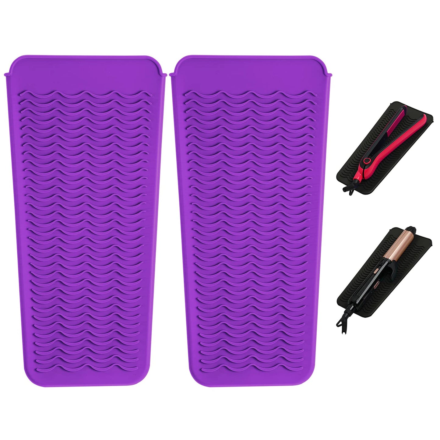 BOOOMU Heat Resistant Mat,Silicone Pouch for Flat Iron,Hair Straightener,Curling Iron,Hot Hair Tools.(Purple,2Pack)