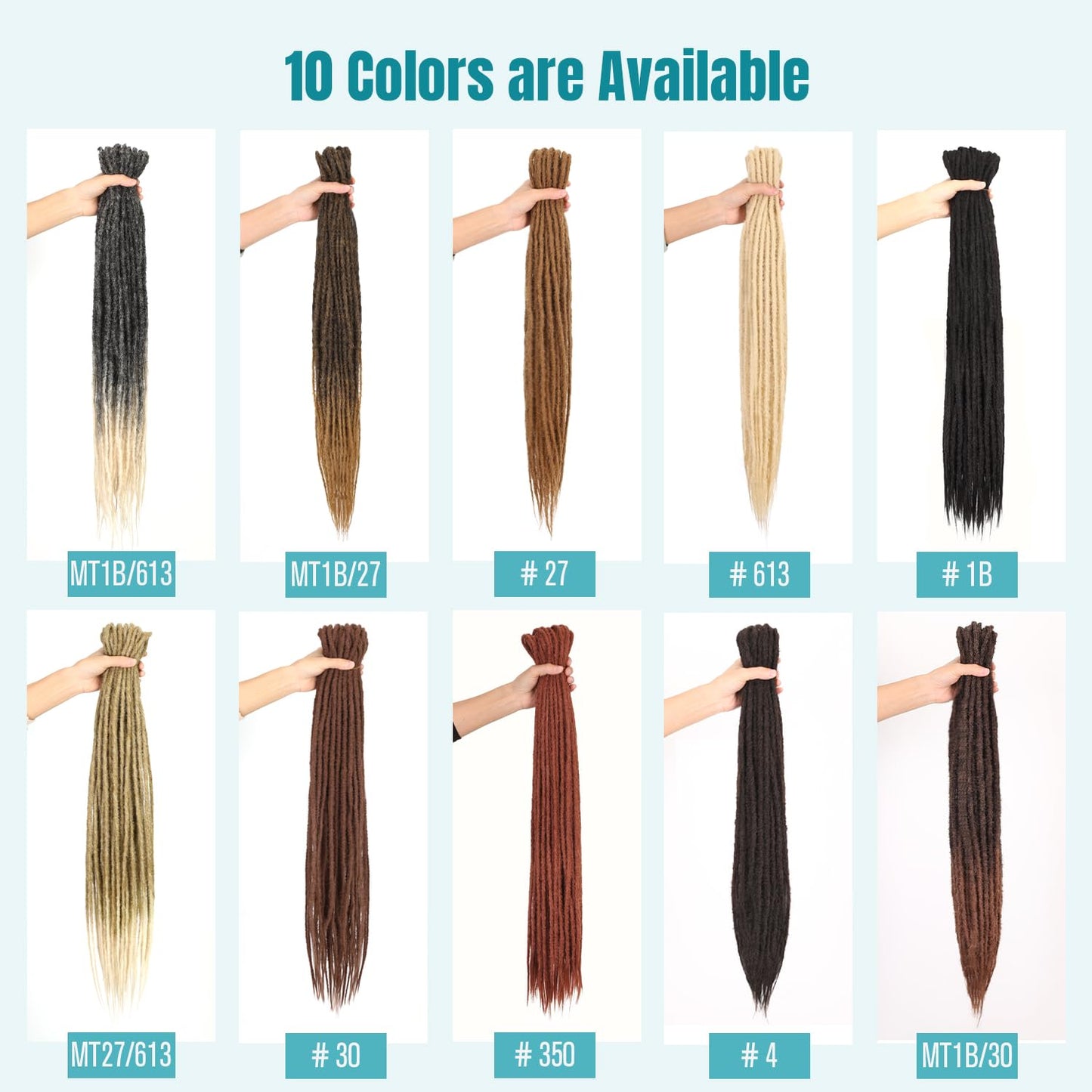 WIGNEE 24 Inches Double Ended Dreadlock Extensions Straight Synthetic Dreadlock Extensions 10 Strands Dreads Extensions (24 Inch,MT1B/30)