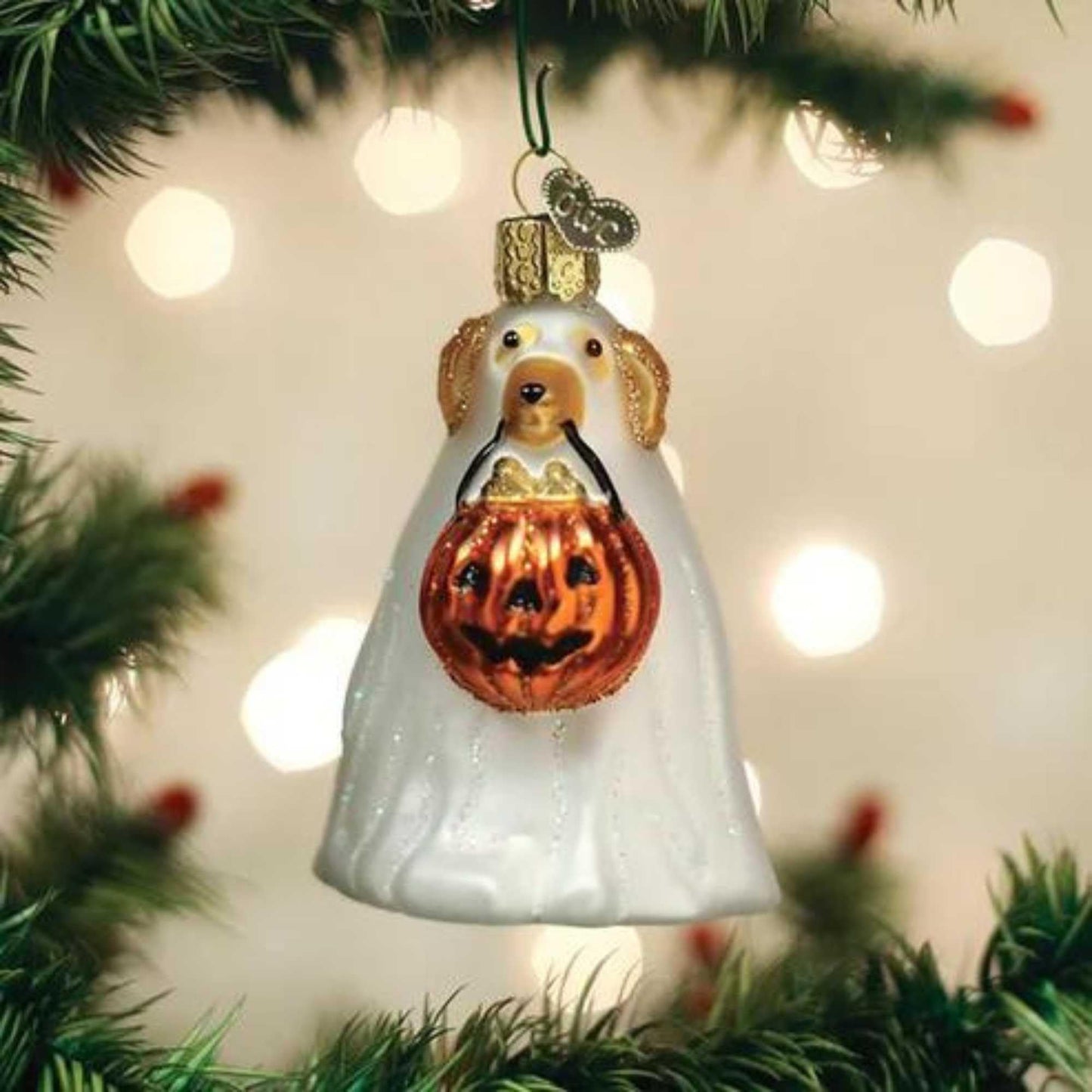 Old World Christmas Halloween Decorations Glass Blown Ornaments for Christmas Tree Trick-or-Treat Pooch