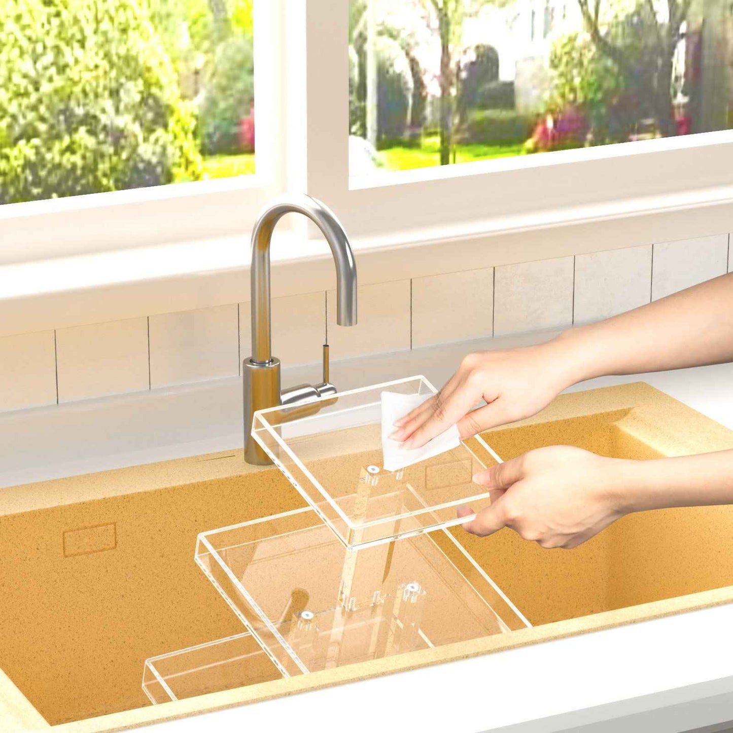 NIUBEE 3-Tier Perfume Organizer, Clear Resin, Rectangular Tray, Sturdy Design, Space Saver, Convenient Access, Easy Assembly