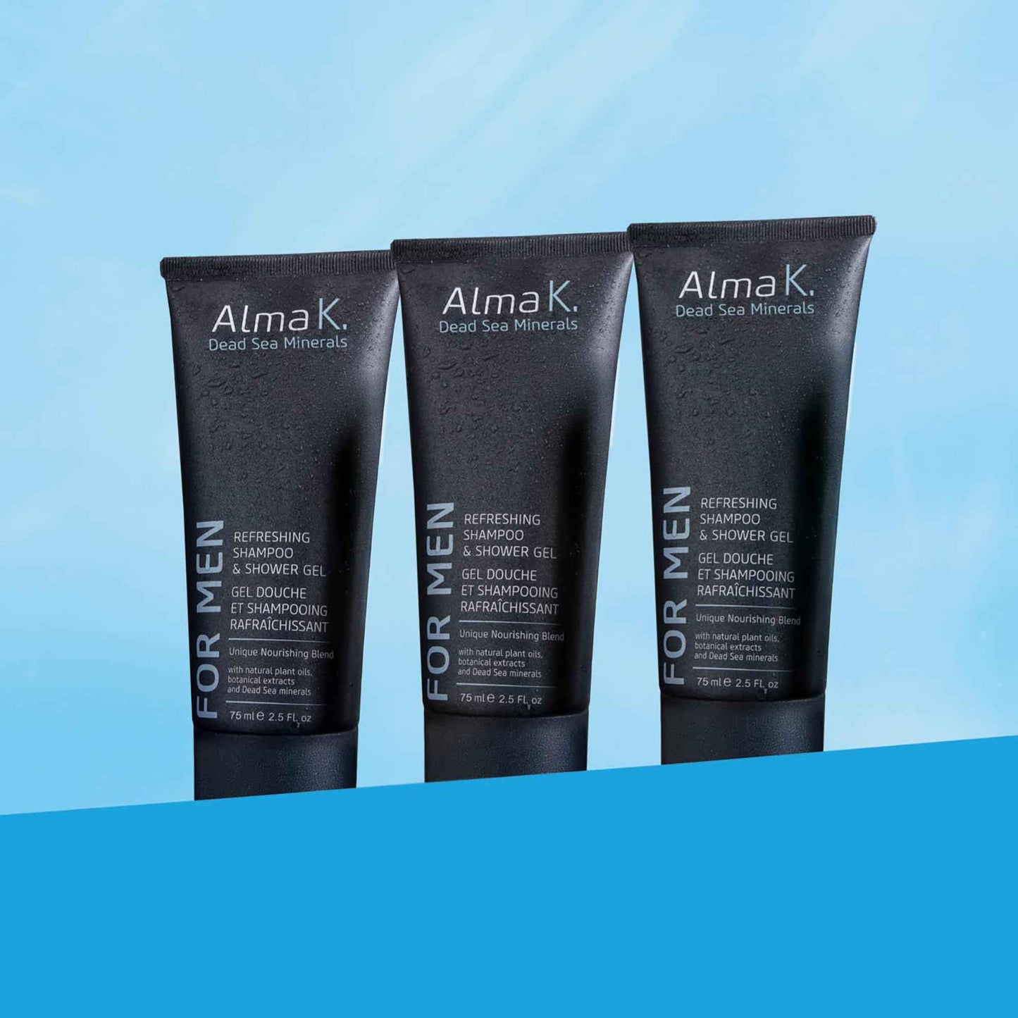 ALMA K Refreshing Shampoo and Shower Gel - 2 in 1 Mens Body Wash and Clarifying Shampoo - Antioxidant-Rich with Argan Oil, Dead Sea Minerals - 6.8 oz (Pack of 2)