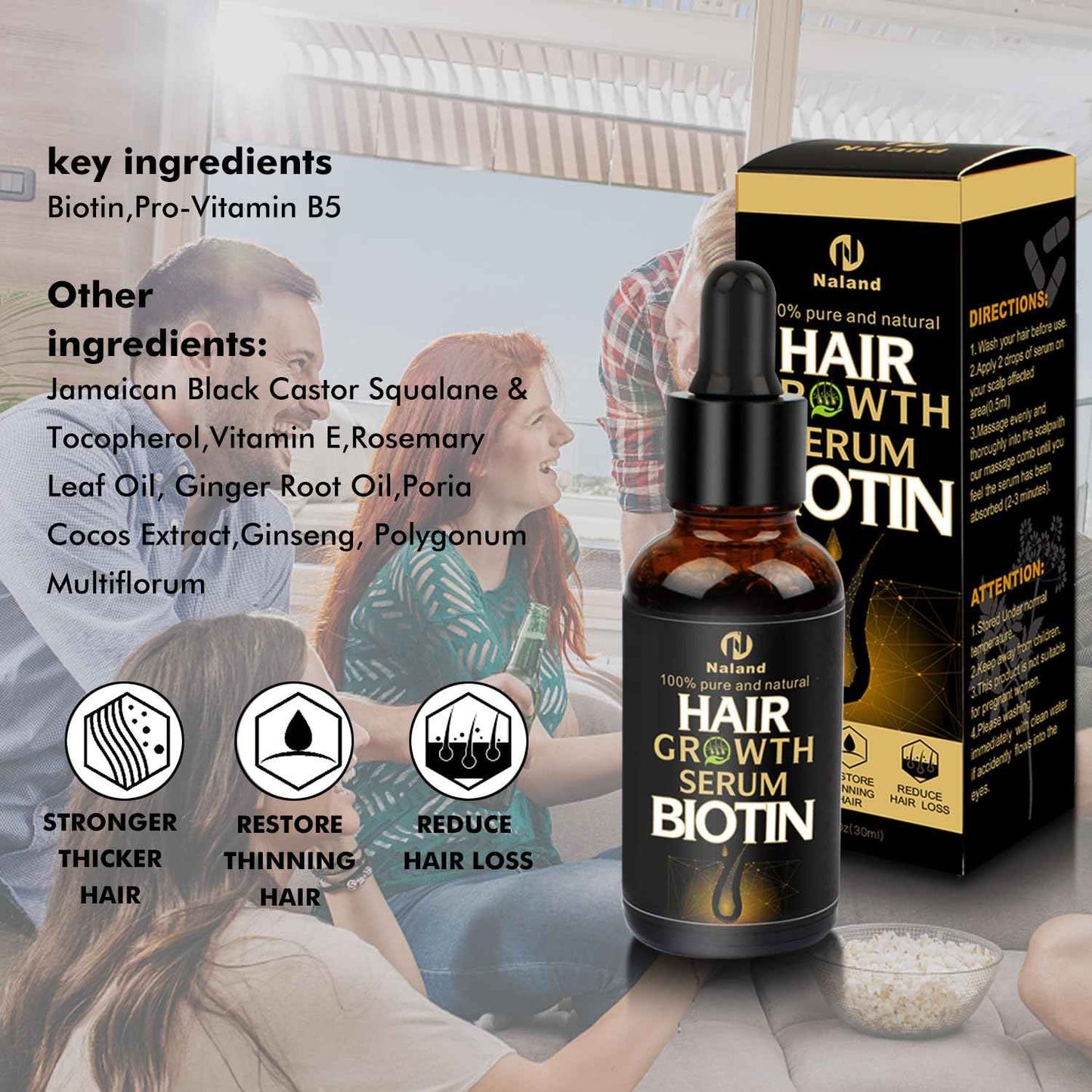 KIRUBRET Hair Growth Kit, Biotin Hair Growth Oil Serum, Hair Scalp Massager Helps absorb Hair Growth Oil Serum