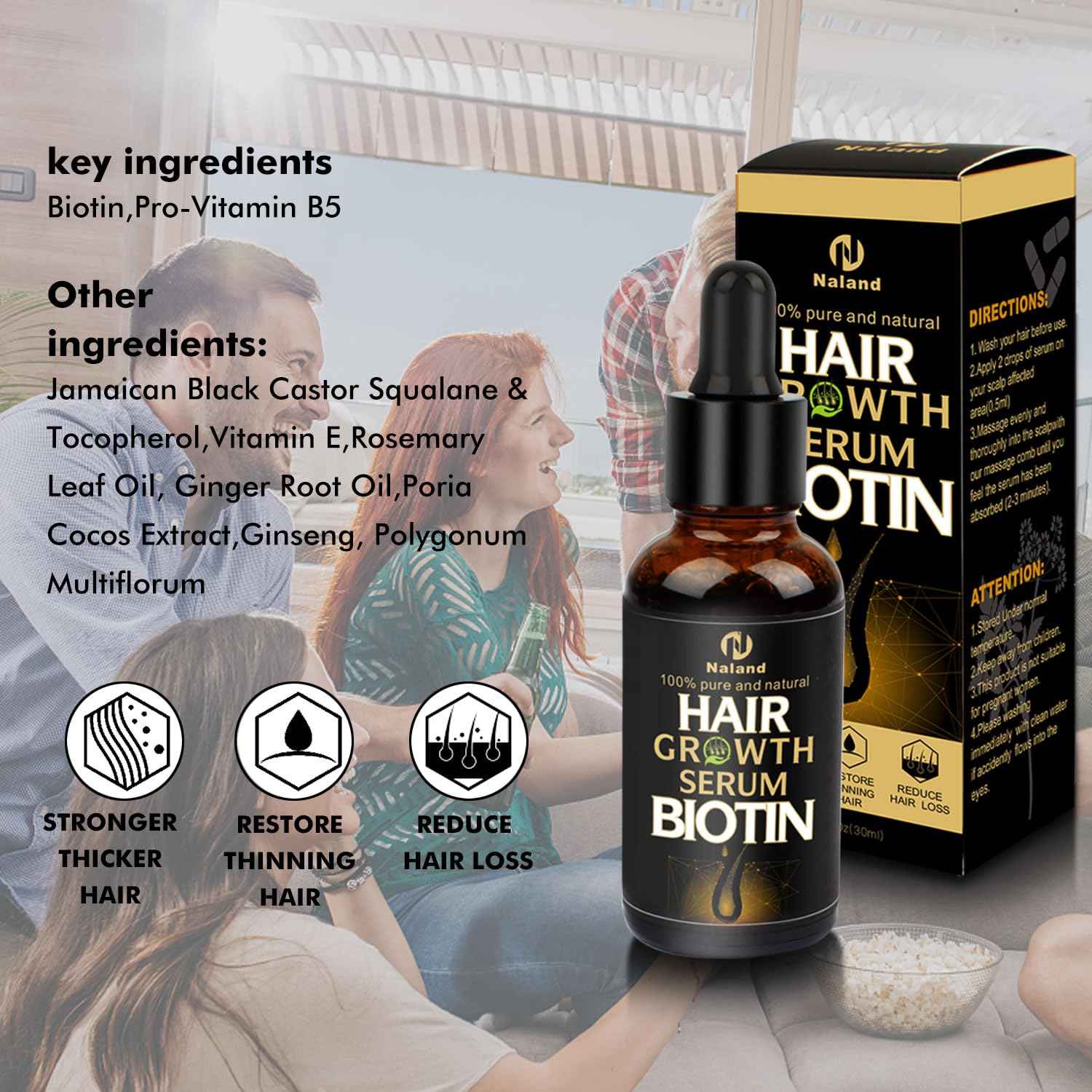 KIRUBRET Hair Growth Kit, Biotin Hair Growth Oil Serum, Hair Scalp Massager Helps absorb Hair Growth Oil Serum