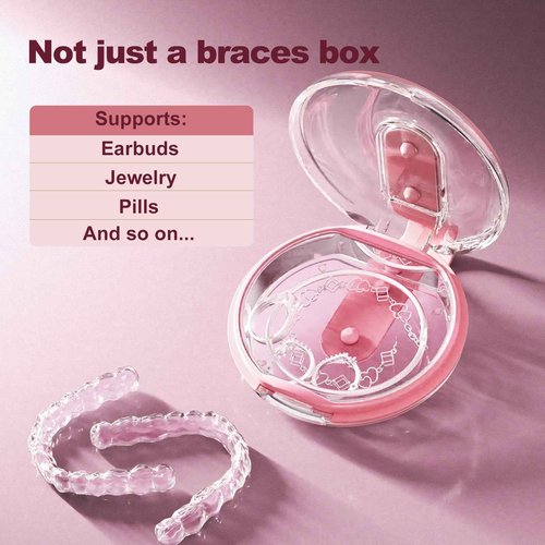 Dukya Retainer Case - mouth guard and Orthodontic Aligner Case, Adjustable air holes, Fashion, Multifunctional Portable Box - Sakura Pink