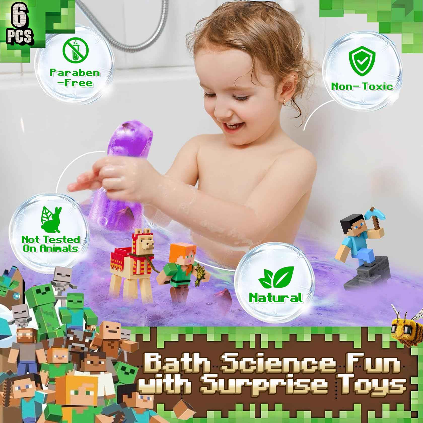 Bath Bombs for Kids: Organic Bath Bombs with Toys Inside for Dry Skin Moisturize, Kids Bath Toys & Scientific Toys, Dried Rose Petals with Eruption of Foams, Bath Flask Potion Kits Gift Set