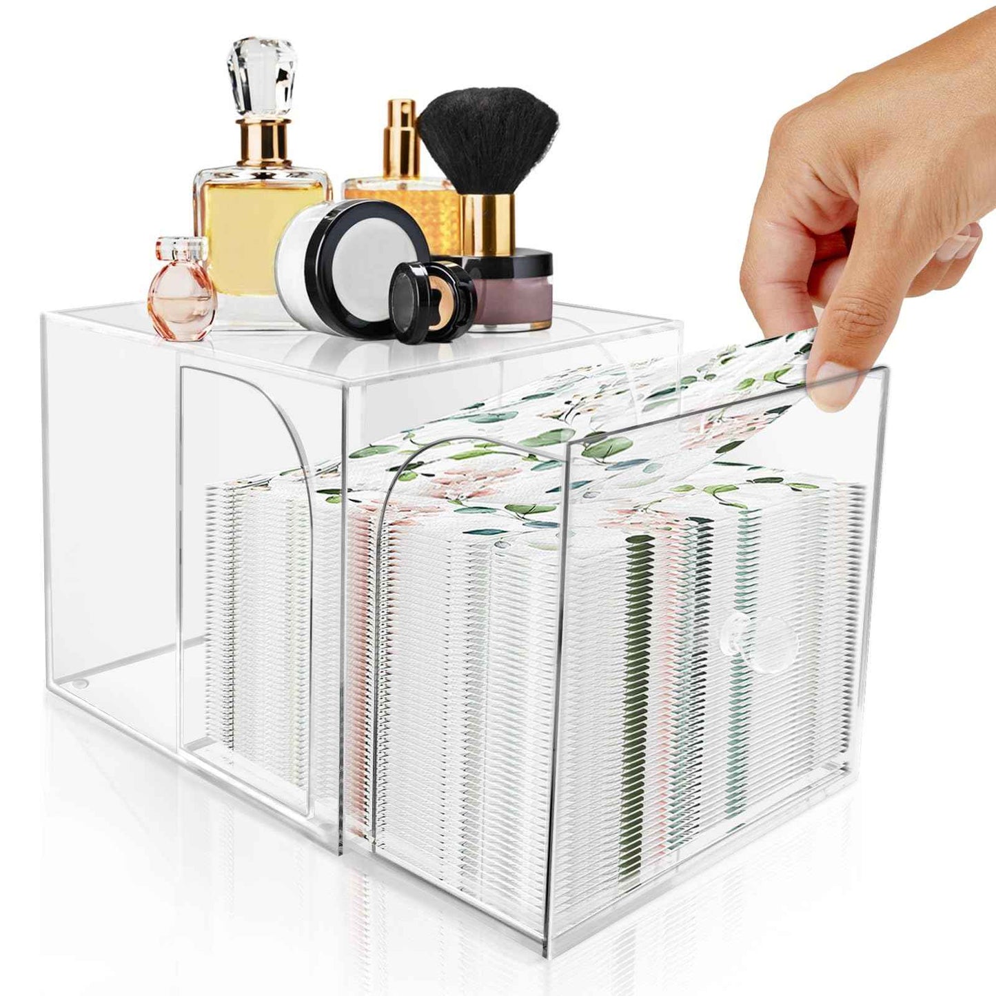 YSCGRICH Disposable Face Towel Holder Acrylic Storage Box, Makeup Remover Dry Wipe Organizer for Clean Skin Club Clean Towel XL, Skin Care Luxe Container for Facial Washing