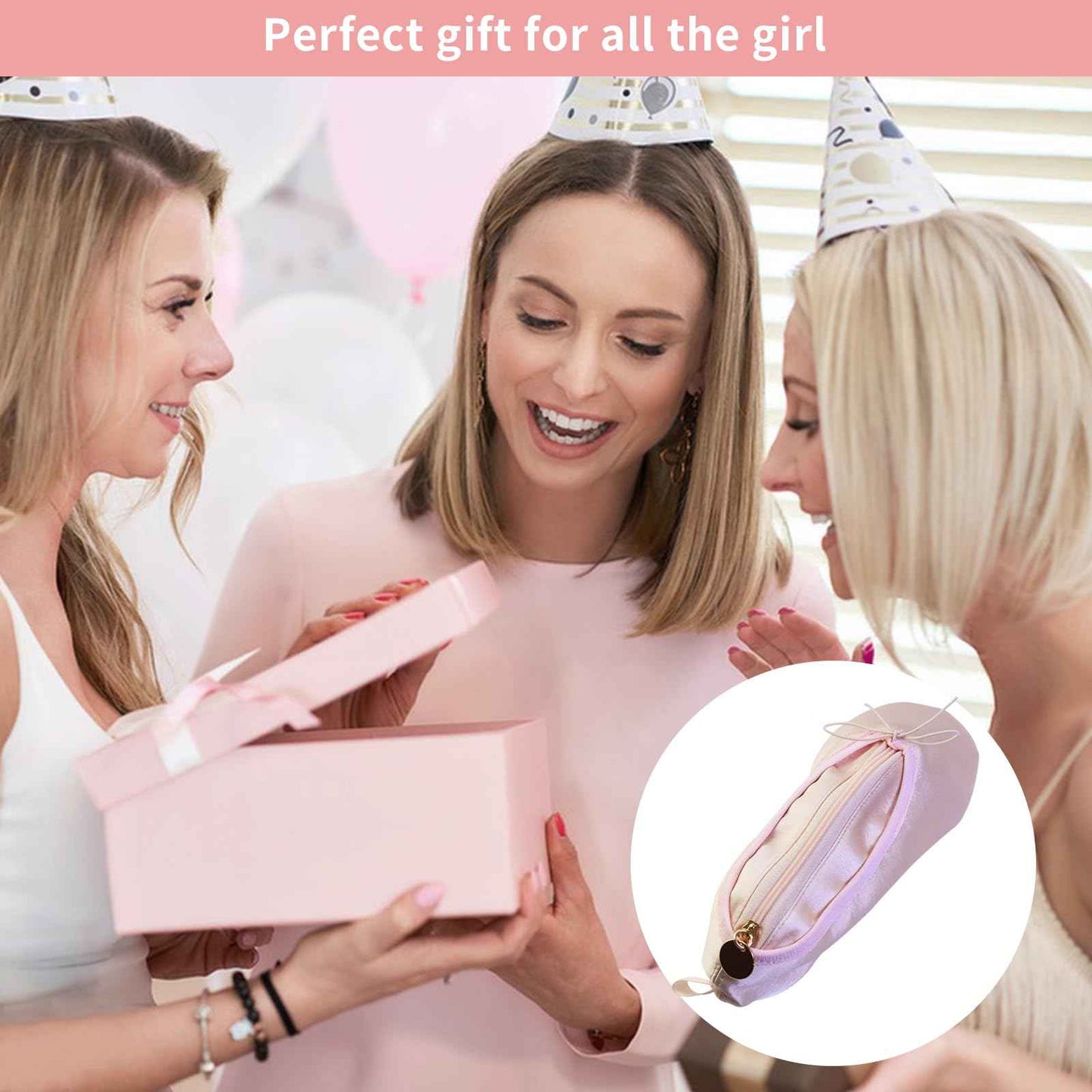 PWQEIONC Ballet Shoe Makeup Bag, Small Cosmetic Bag for Trip Portable Cosmetic Travel Bag, Ballet Dance Shoe Makeup Bag Gifts for Women Girl Dancer Lover (Pale Pink)