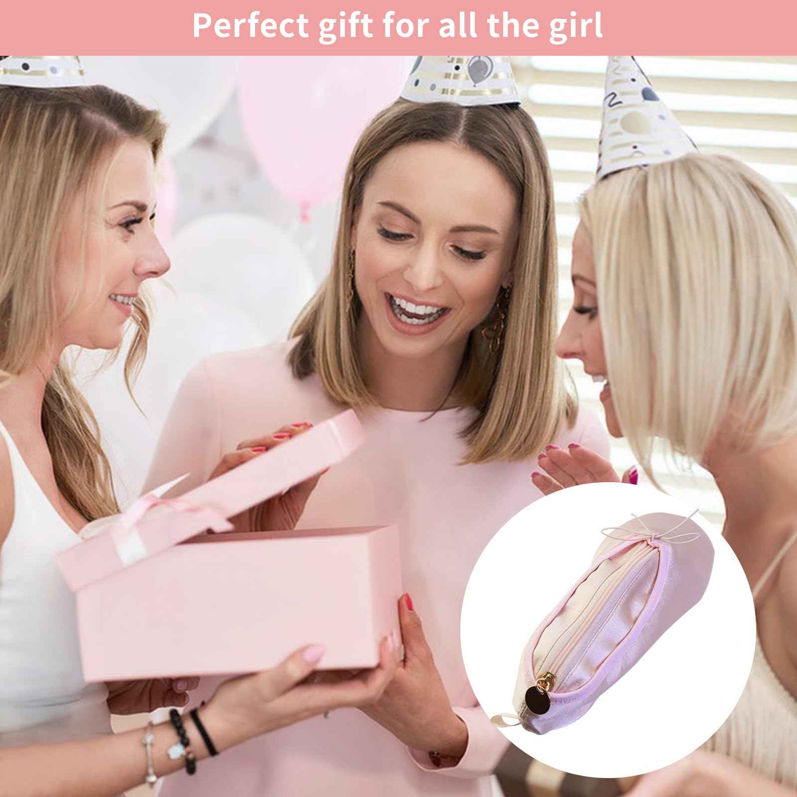 PWQEIONC Ballet Shoe Makeup Bag, Small Cosmetic Bag for Trip Portable Cosmetic Travel Bag, Ballet Dance Shoe Makeup Bag Gifts for Women Girl Dancer Lover (Pale Pink)