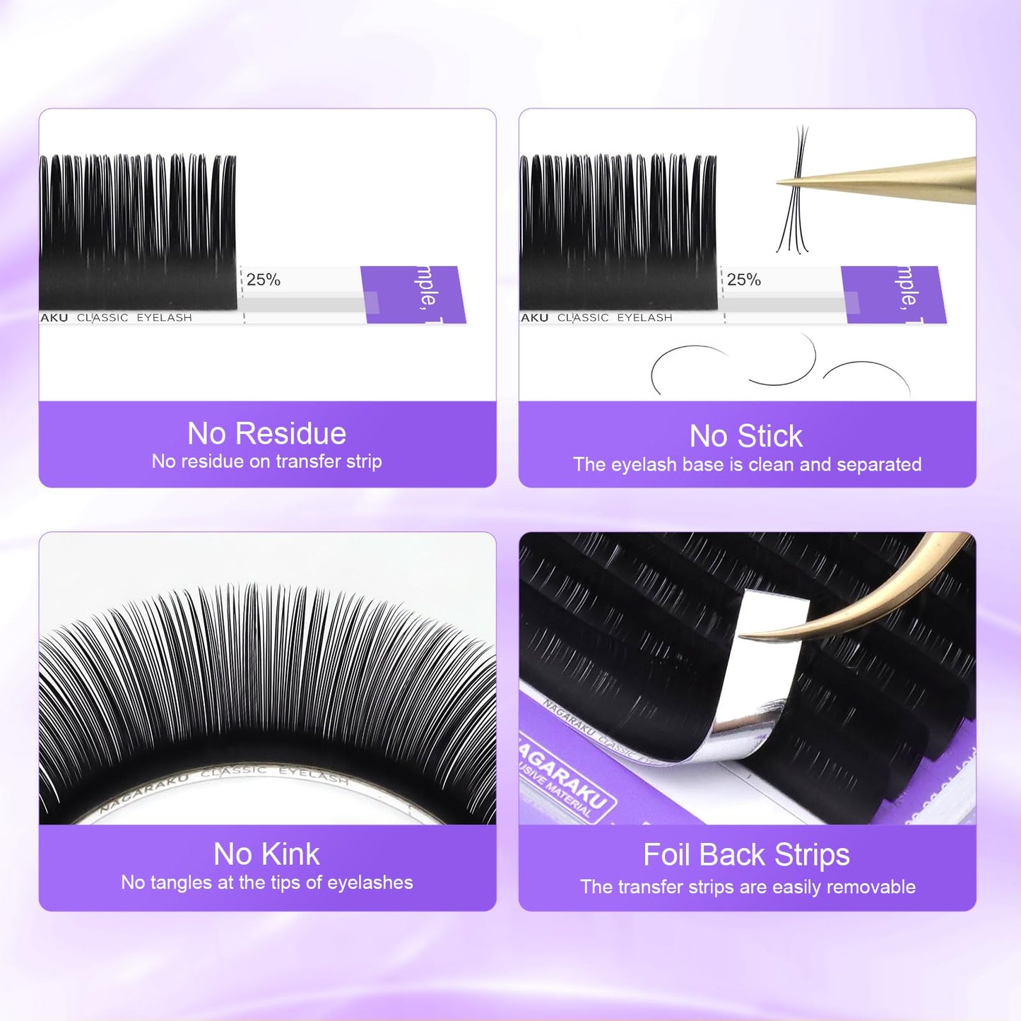 NAGARAKU Eyelash Extensions Individual Lashes Extensions Classic Lash Matte Black 16 Rows Soft Natural Matte Black Professional Beauty Salon Lash Supplies -0.07J 8mm