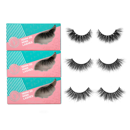 SY LASHES 16mm 3D Raal Mink Lashes Natural Look False Eyelashes Wispy Short Eye Lashes Fluffy Soft Reusable Luxury Volume 5D Fake Eyelashes (Angel, 3 pairs)