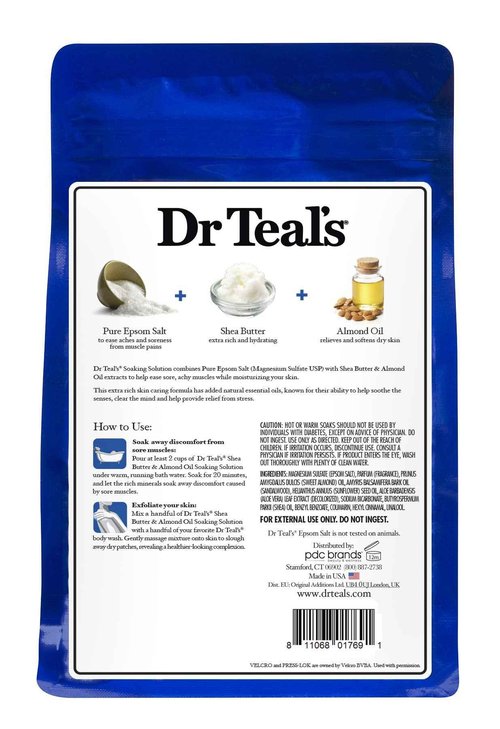 Dr. Teal's Shea Butter & Almond Oil Bath Soak Gift Set (4 Pack, 3lbs Ea.) - Soften and Moisturize Formula Blended with Pure Epsom Salt & Almond Oil - Treat Your Skin, Relieve Stress and Sore Muscles