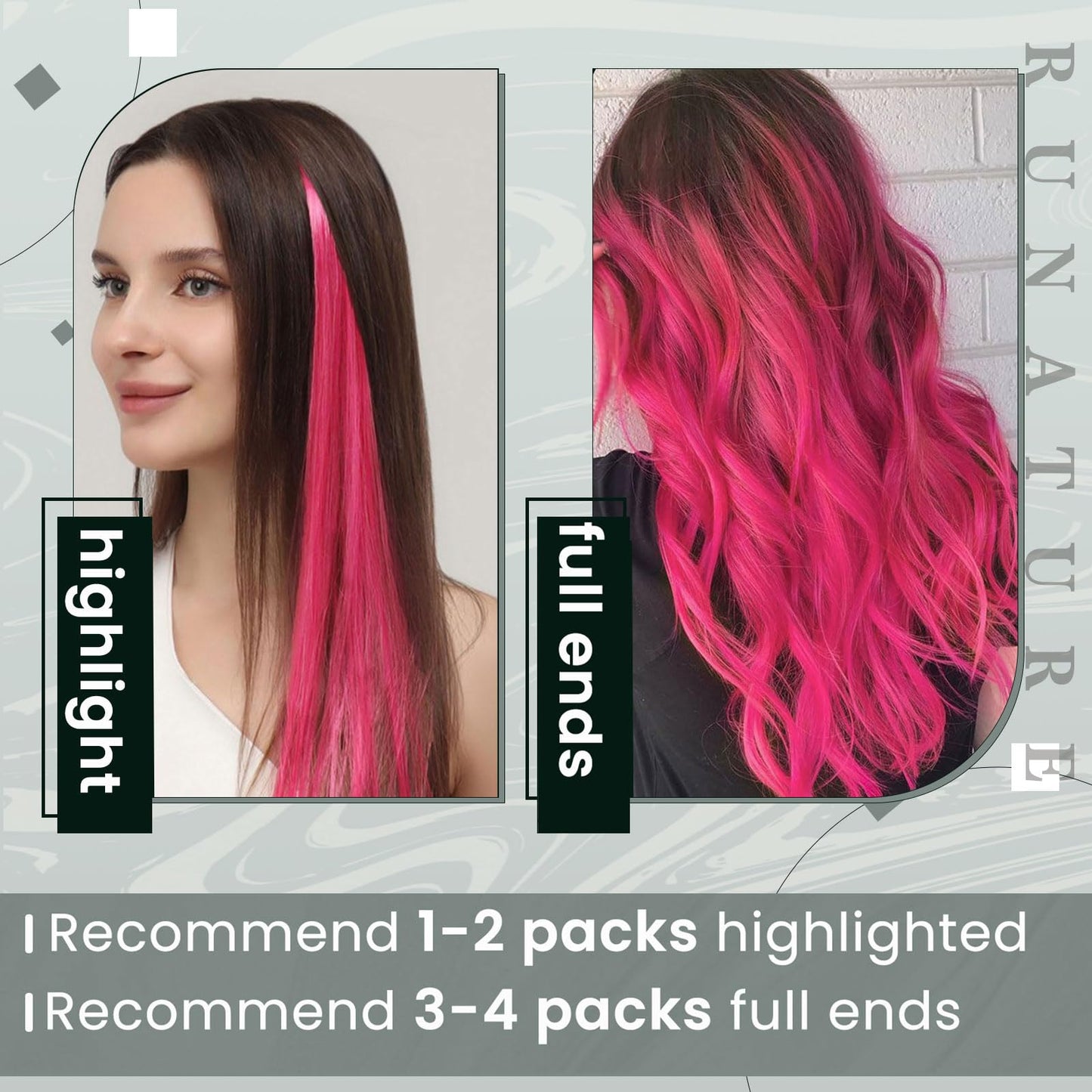 RUNATURE Pink Clip in Hair Extensions Real Human Hair Colored Hair Extensions for Kids 16 Inch Hot Pink Hair Extensions Clip ins Human Hair for Highlight Remy Hair Clip in Pink Extensions 25g 5pcs