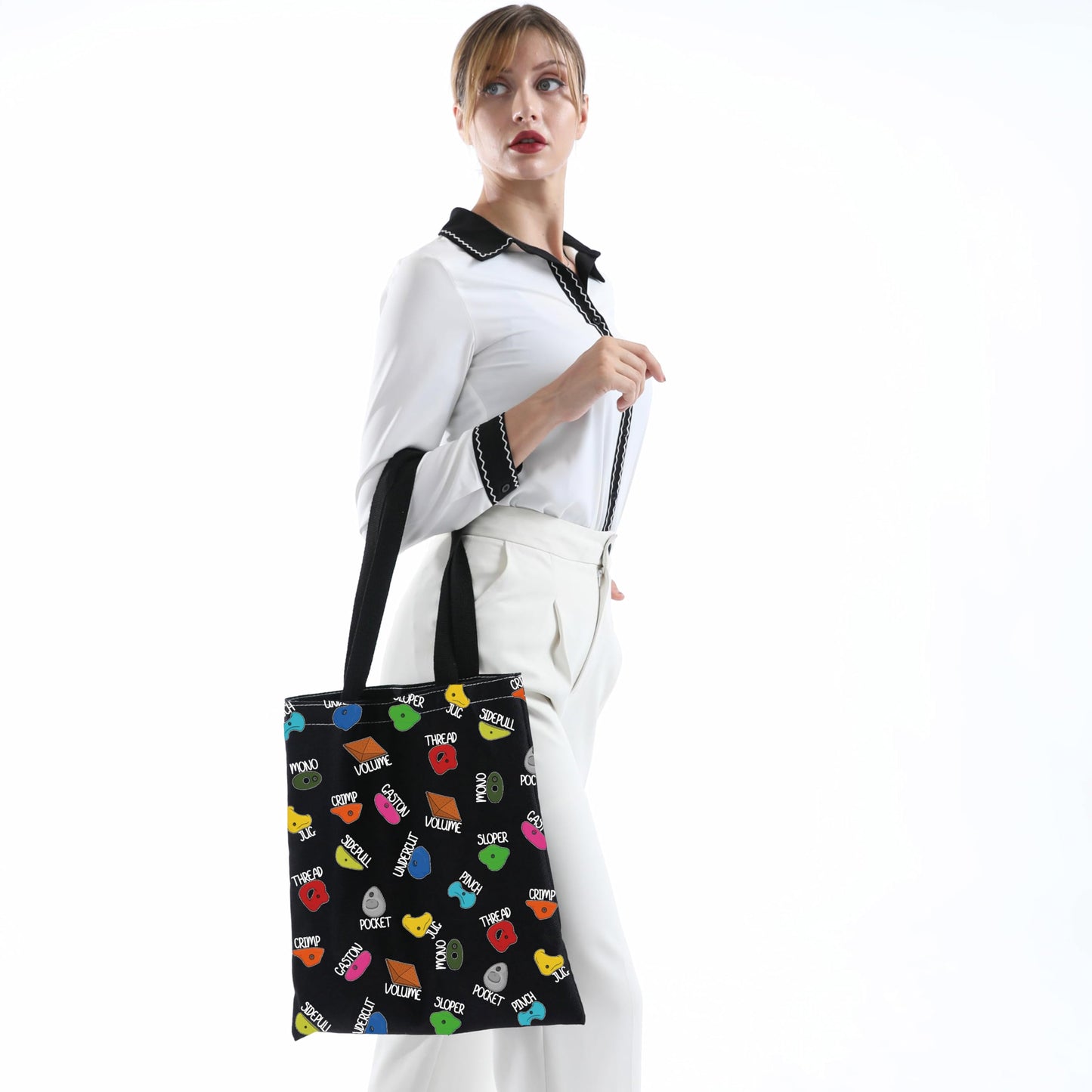 MNIGIU Rock Climber Gift Rock Climbing Tote Bag Rock Climbing Lovers Gift Bouldering Gift Rock Climbing Gifts for Women (Climbing Tote BLK)