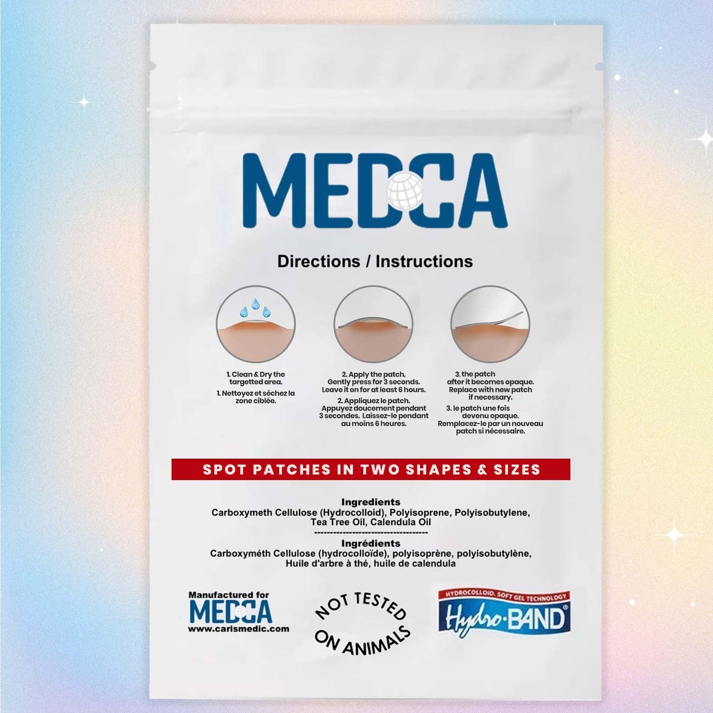 MEDca Acne Patch - (Pack of 56) Pimple Spot Treatment Hydrocolloid Bandages Absorbing Zit Cover Dots, Heart and Star Shapes