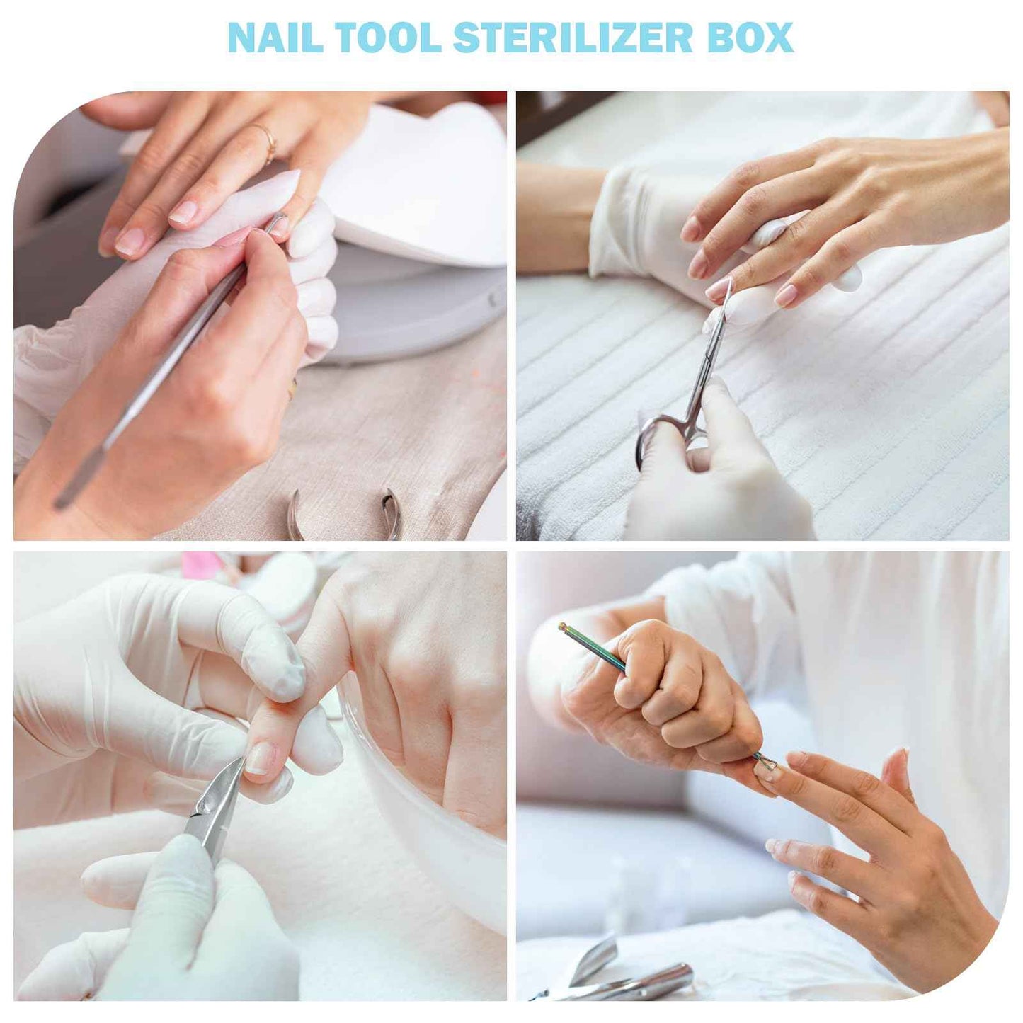 Soiiw Nail Tool Sterilizer Box Plastic,Fully Transparent Sterilization Tray Storage Organizer for Tweezer, Eyelash Extensions, Nail Implement for Esthetician (Large)