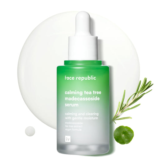 Face Republic Calming Tea Tree Madecassoside Serum 45ml 1.52 fl oz | Lightweight | Soothing | Madecassoside, Tea Tree, Centella Asiatica, Niacinamide | For irritated skin | Vegan Korean Skin Care