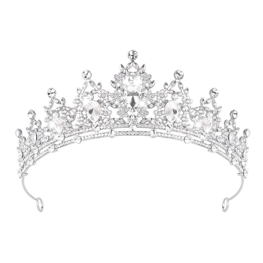 Tiara for Women, Crown and Tiara for Girl Princess, Bride Wedding Happy Birthday Halloween Cosplay Hair Accessories Decorations (Silver)